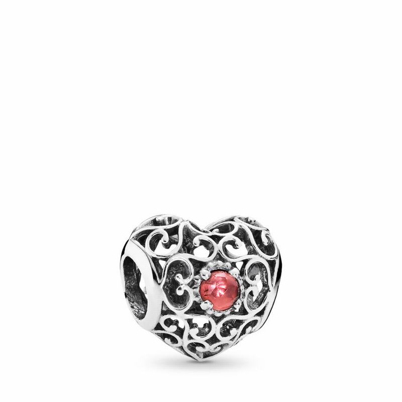 Pandora Australia January Signature Heart Charm - Sterling Silver | QSJKDF976